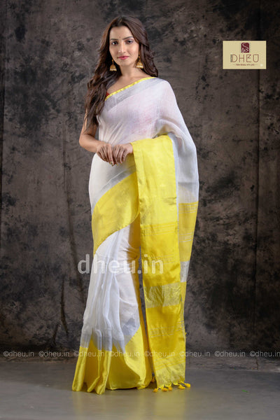 Handloom Linen Saree-Kurta Couple Set - Boutique Dheu