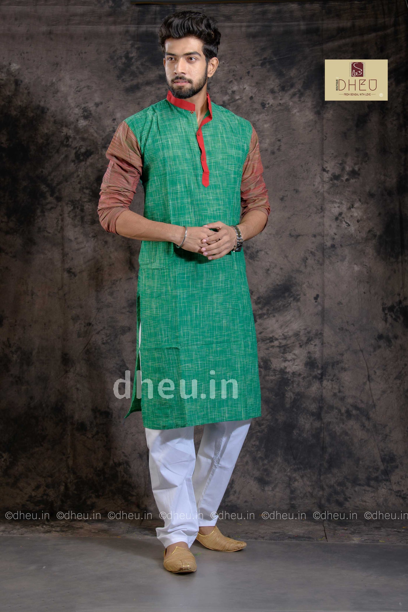 Vibrant green designer kurta at low cost in dheu.in