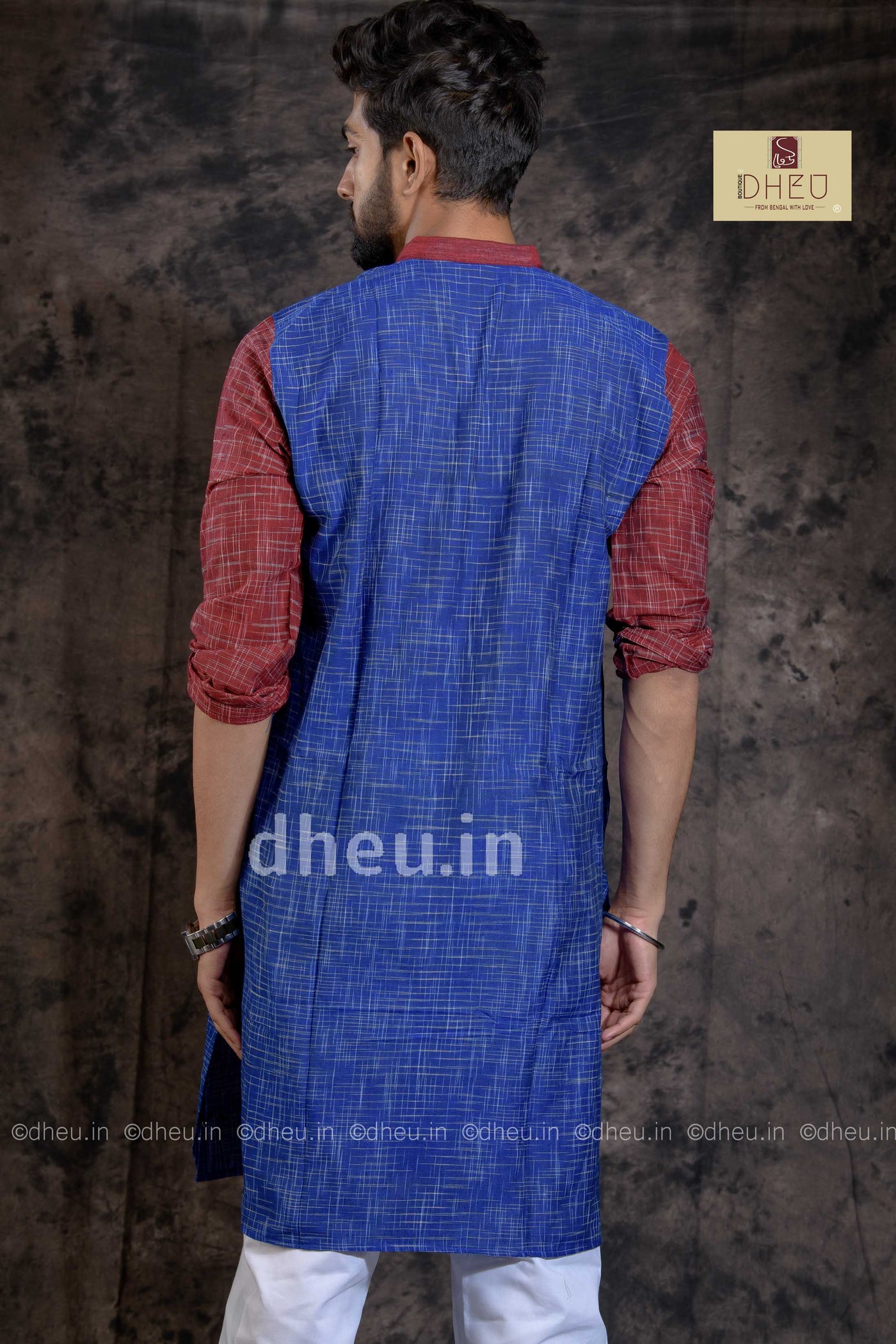 Handloom Pure Cotton Jharna-Khadi Saree-Kurta Couple Set - Boutique Dheu