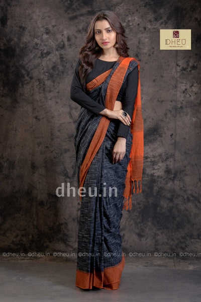 Handloom Pure Cotton Jharna-Khadi Saree-Kurta Couple Set - Boutique Dheu