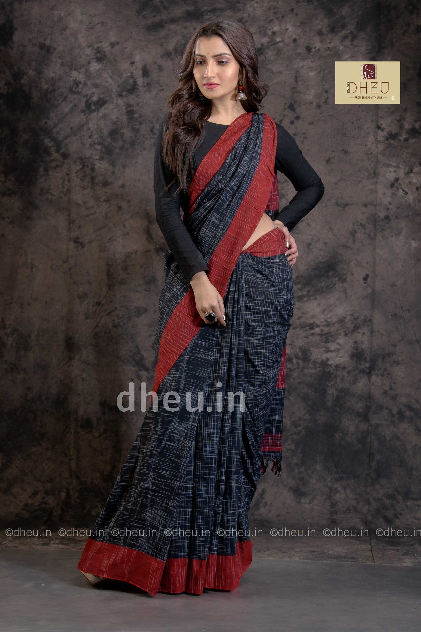 Handloom Pure Cotton Jharna-Khadi Saree-Kurta Couple Set - Boutique Dheu