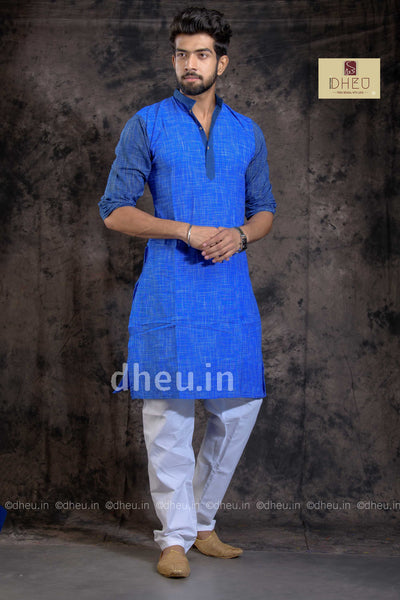 Handloom Pure Cotton Jharna-Khadi Saree-Kurta Couple Set - Boutique Dheu