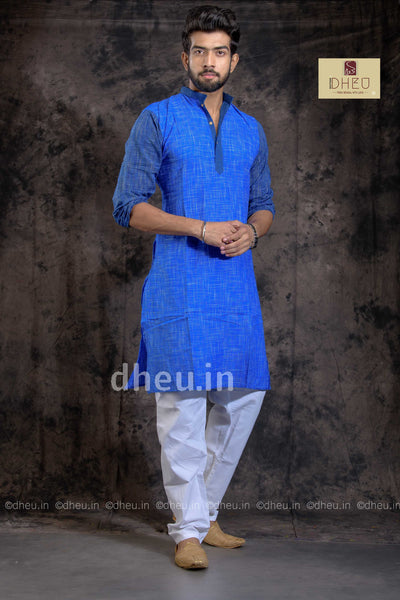 Handloom Pure Cotton Jharna-Khadi Saree-Kurta Couple Set - Boutique Dheu