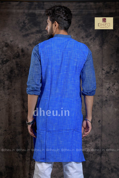 Handloom Pure Cotton Jharna-Khadi Saree-Kurta Couple Set - Boutique Dheu