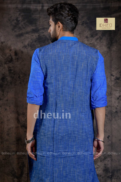 Handloom Pure Cotton Jharna-Khadi Saree-Kurta Couple Set - Boutique Dheu