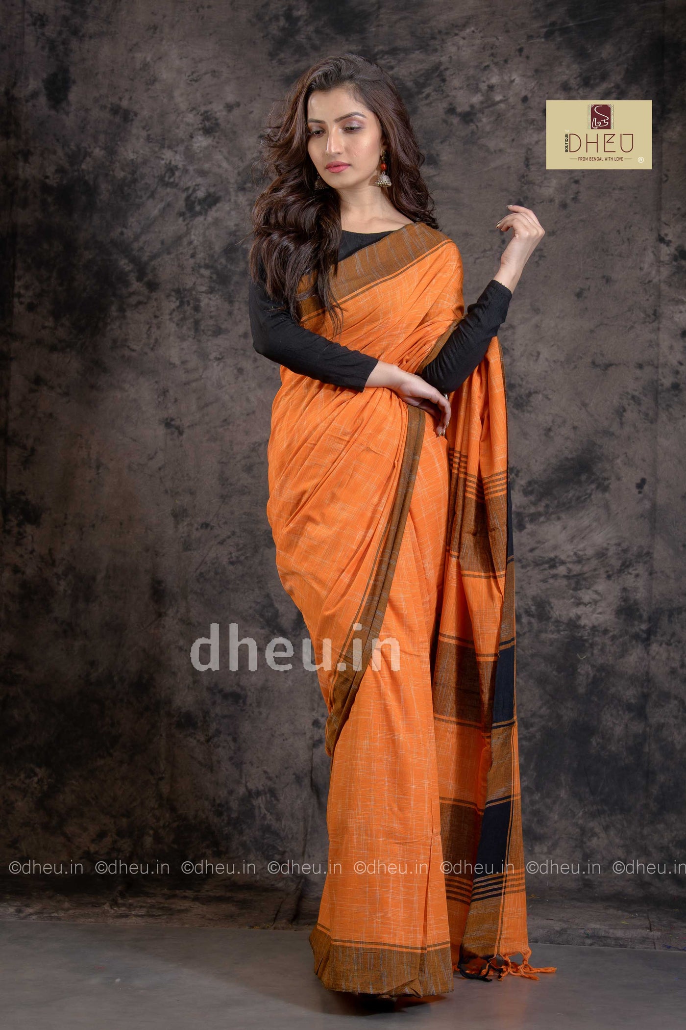 Handloom Pure Cotton Jharna-Khadi Saree-Kurta Couple Set - Boutique Dheu