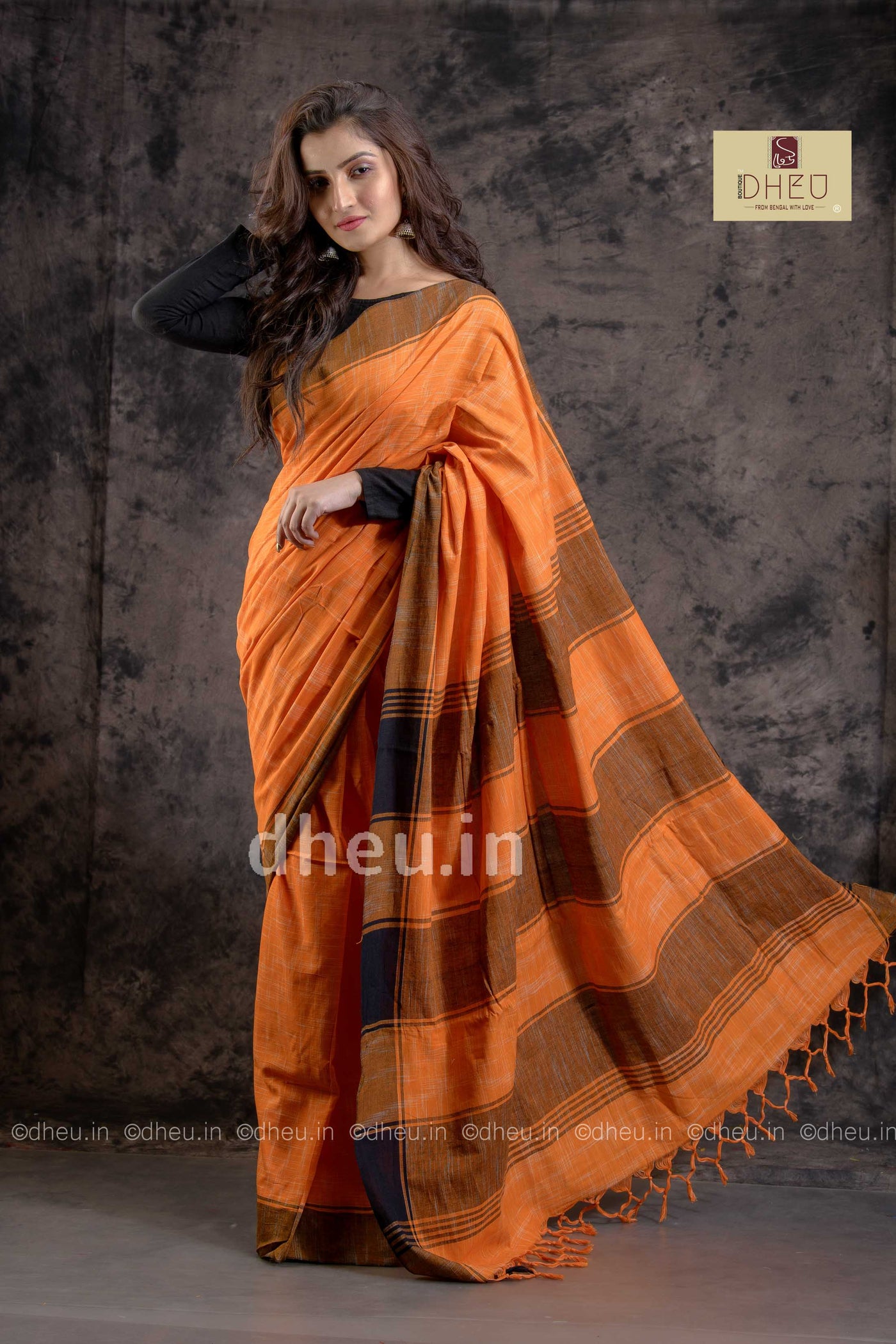 Handloom Pure Cotton Jharna-Khadi Saree-Kurta Couple Set - Boutique Dheu