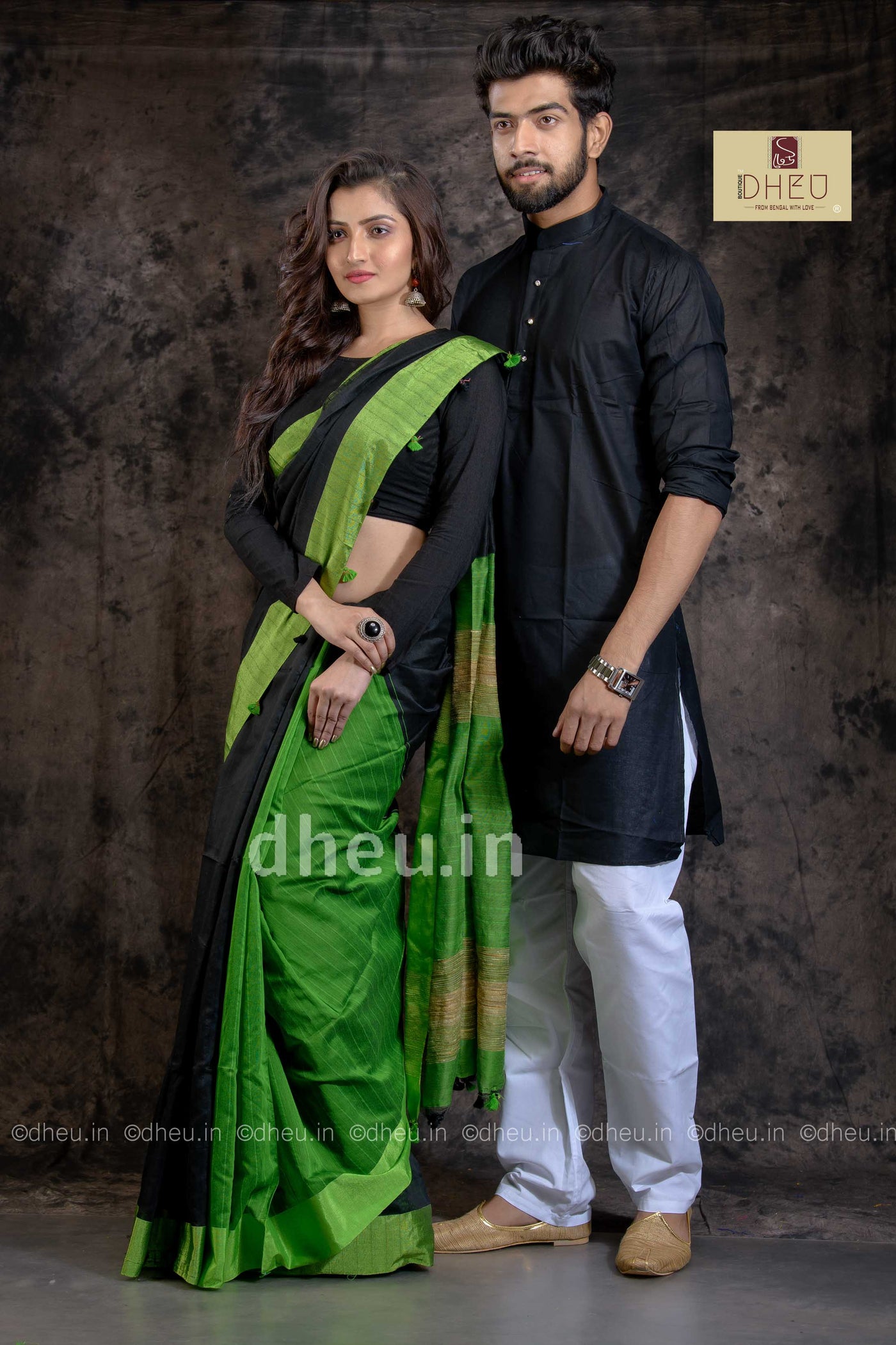 Handloom Saree-Kurta Couple Set - Boutique Dheu