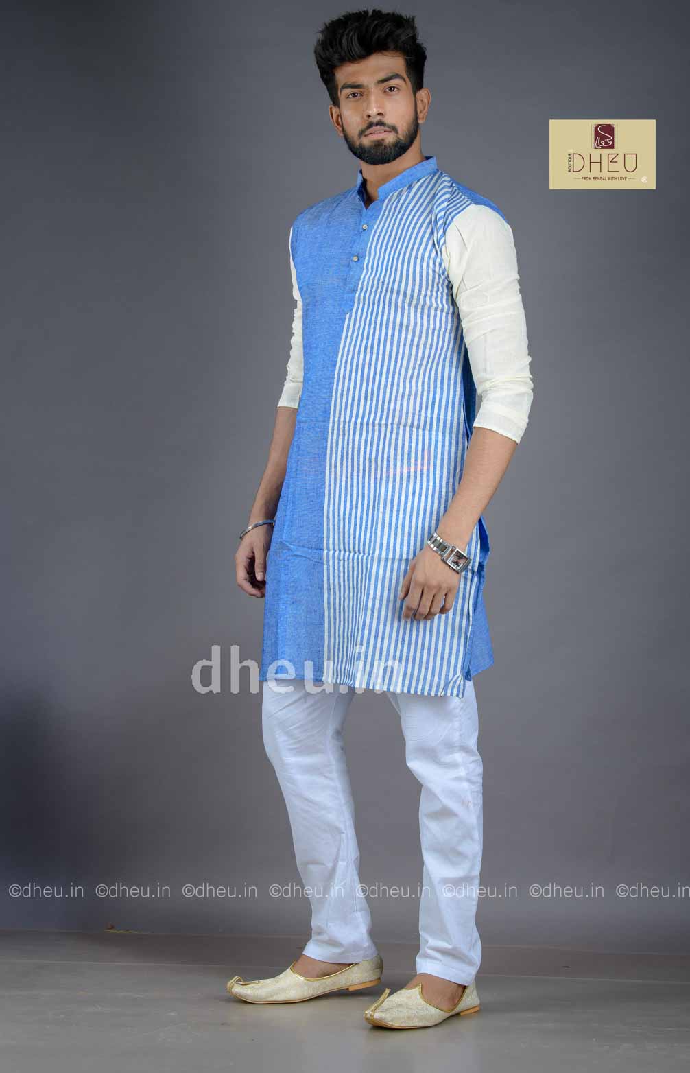 Handloom Pure Cotton Saree-Kurta Couple Set - Boutique Dheu