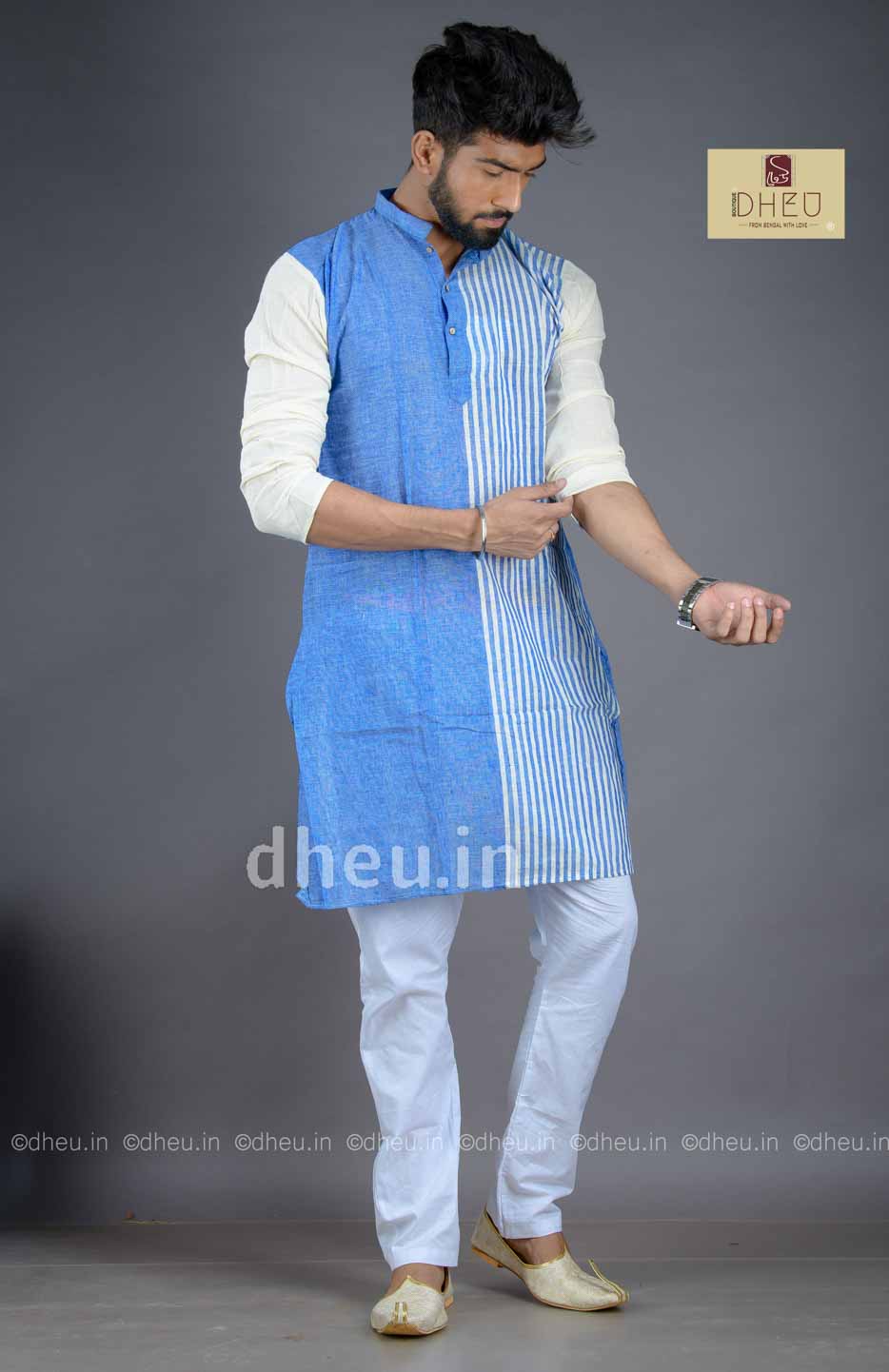 Handloom Pure Cotton Saree-Kurta Couple Set - Boutique Dheu