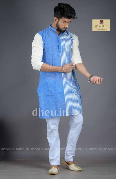 Handloom Pure Cotton Saree-Kurta Couple Set - Boutique Dheu