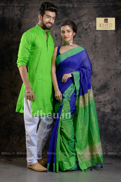 Saree Kurta Dhoti Couple set at Lowest Cost only at Boutique Dheu