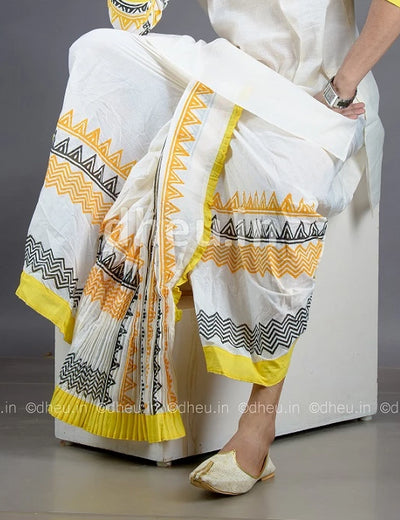Bengali Cotton Dhoti- Ready to wear - Boutique Dheu