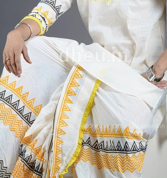 Bengali Cotton Dhoti- Ready to wear - Boutique Dheu