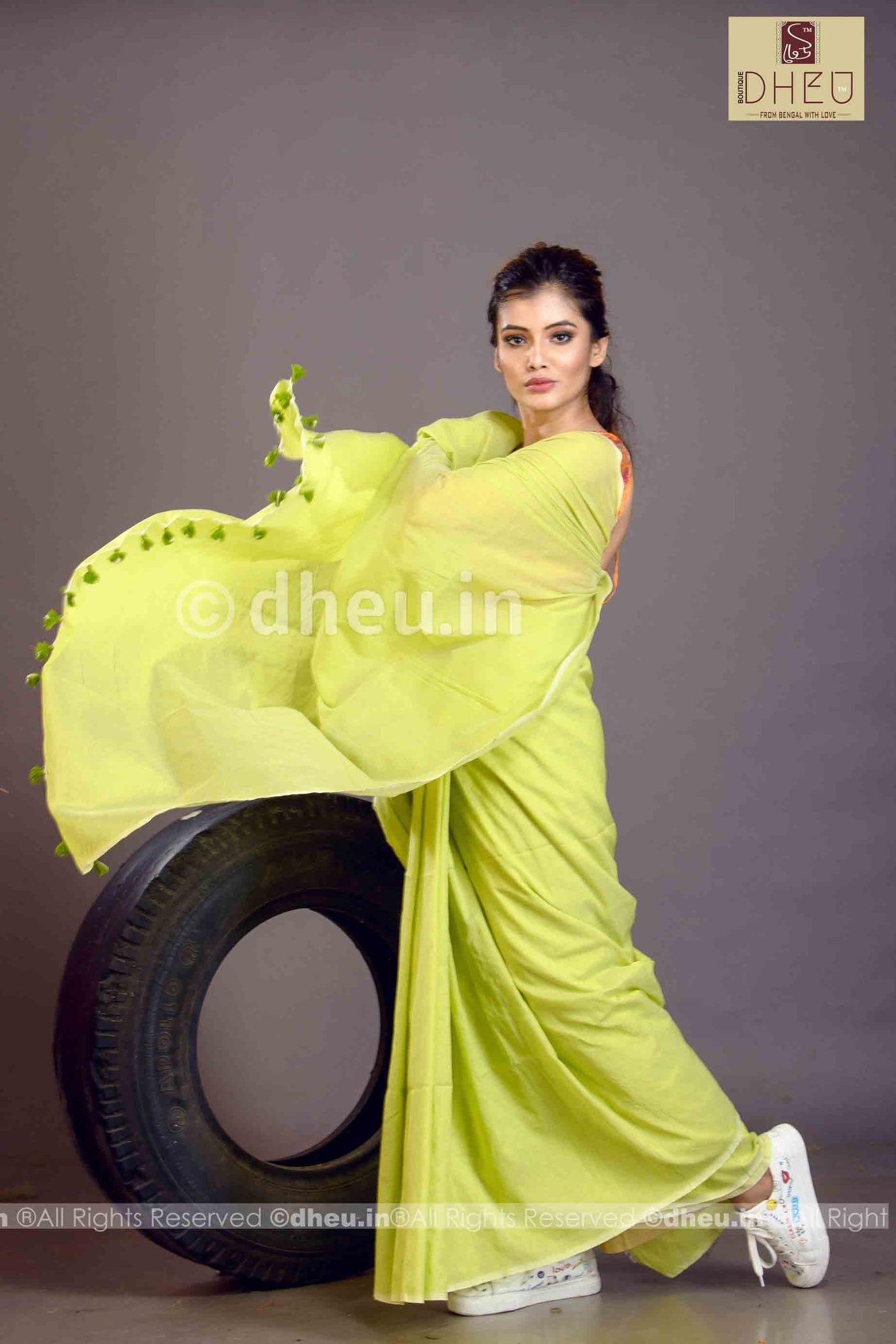 Albeli – The Urban Drapes- Lime Green - Boutique Dheu