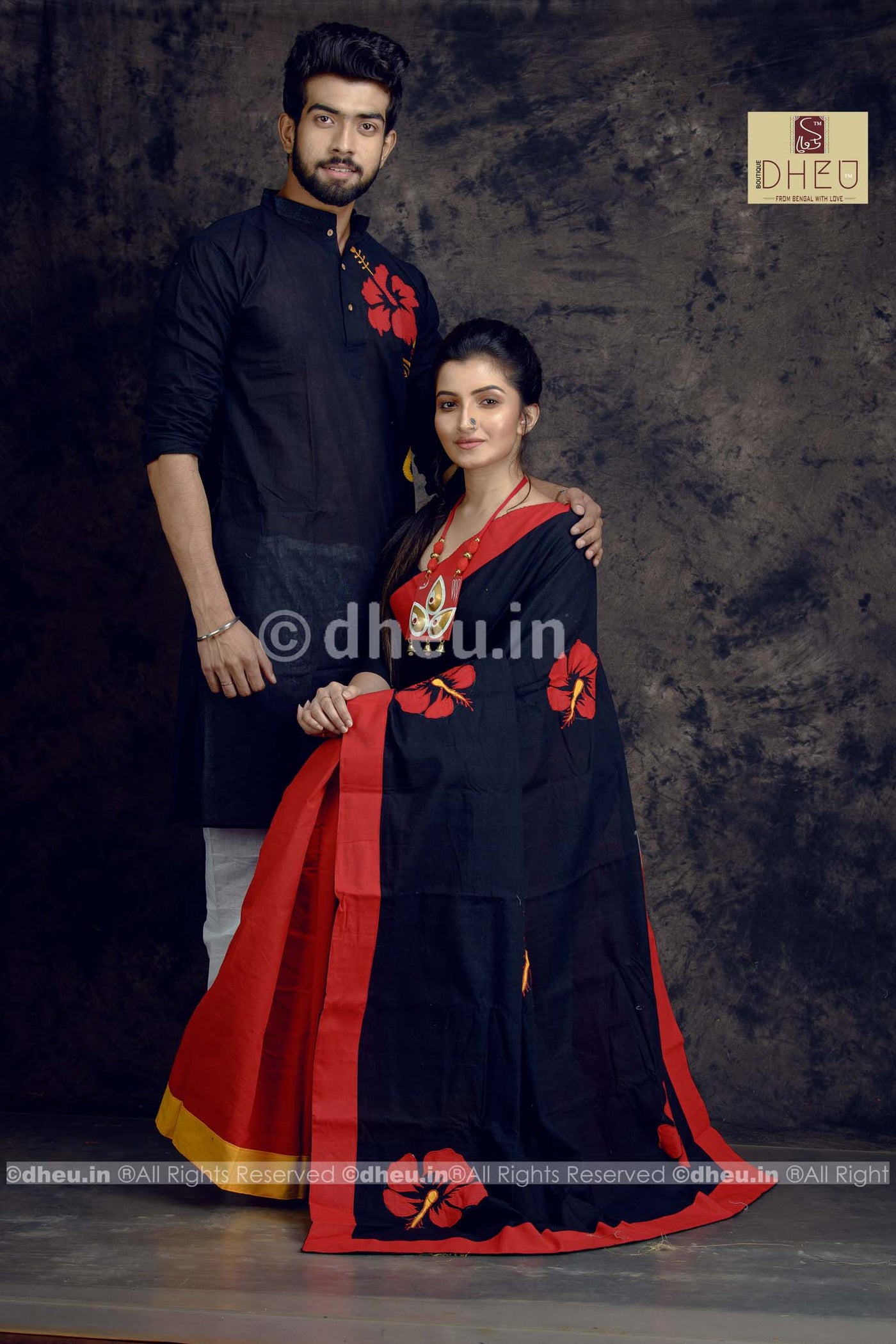 Joba Couple Set-Saree-Kurta - Boutique Dheu