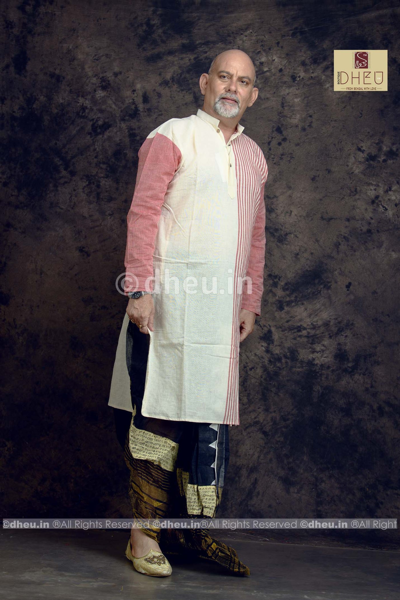 Dad's Choice - Pure Cotton Stripe Dhoti kurta