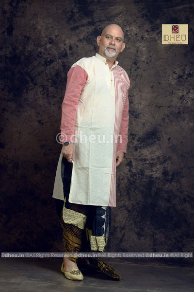Dad's Choice - Pure Cotton Stripe Dhoti kurta