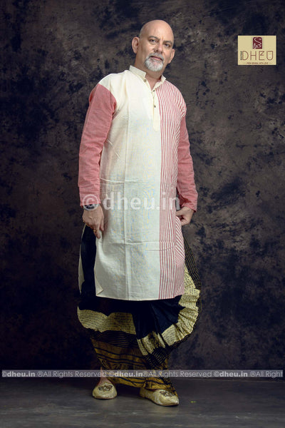 Dad's Choice - Pure Cotton Stripe Dhoti kurta