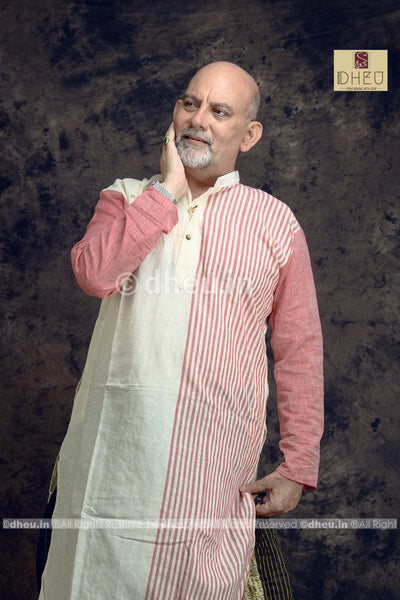 Dad's Choice - Pure Cotton Stripe Dhoti kurta