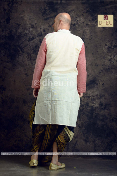 Dad's Choice - Pure Cotton Stripe Dhoti kurta