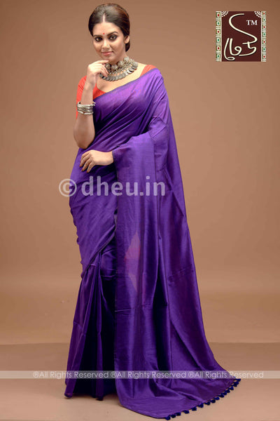 Silk Finish Soft Light weight Handloom Cotton saree at low cost only at dheu.in