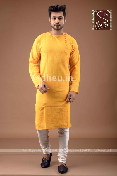 Yellow Cotton  Kurta for Men - Boutique Dheu