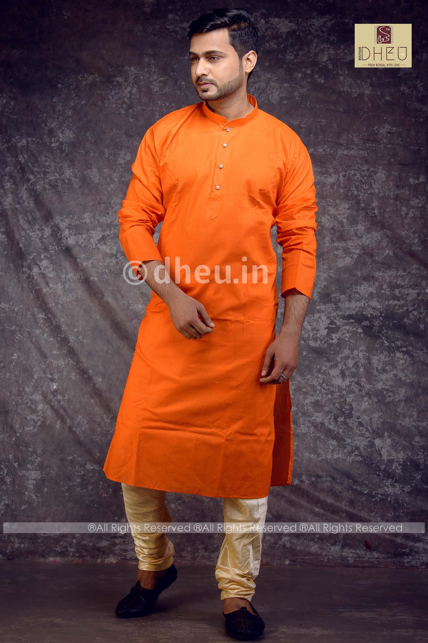 Orange Cotton  Kurta for Men - Boutique Dheu