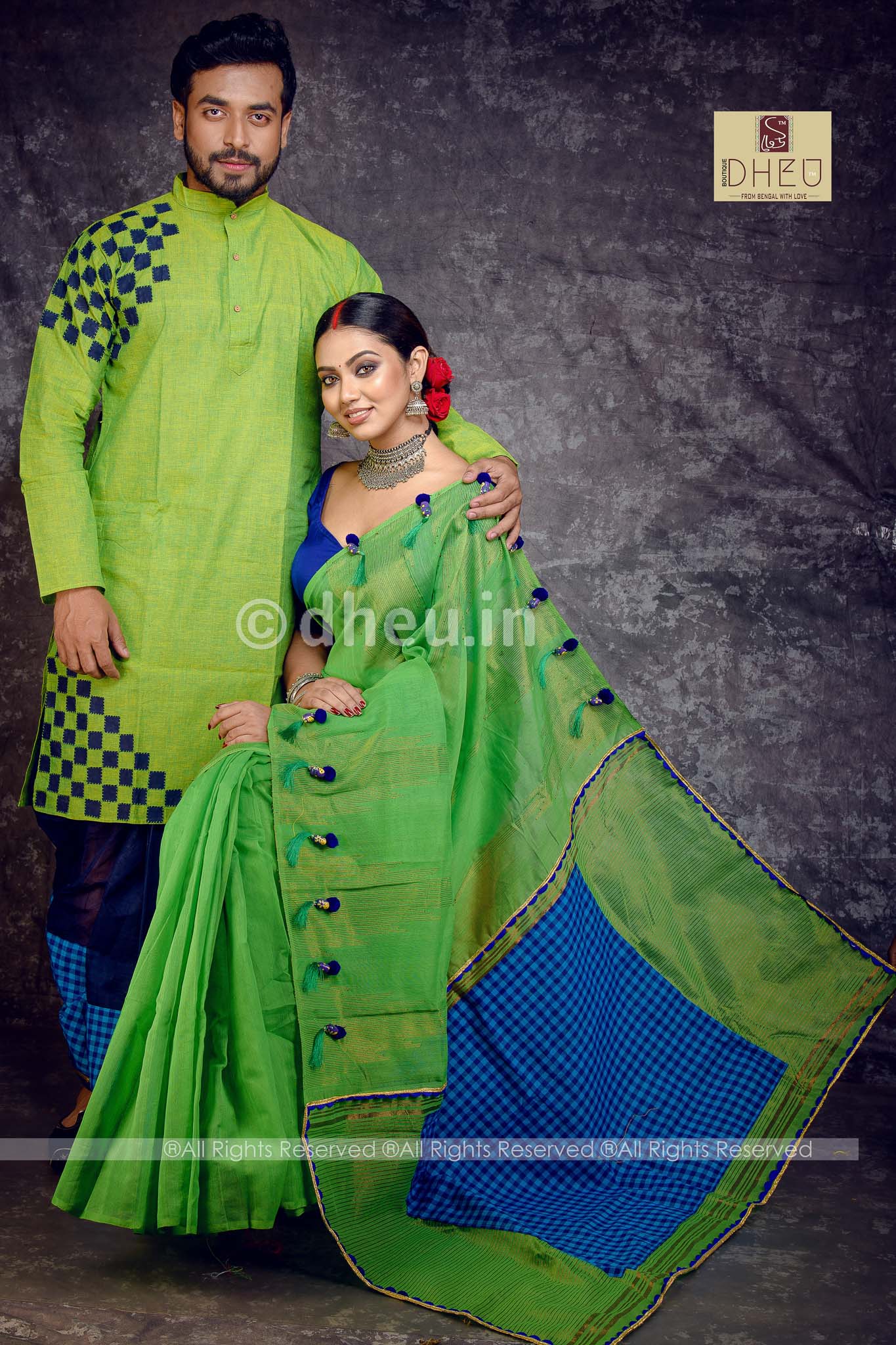 Premium Designer Saree-Kurta Couple Set-BC0055 - Boutique Dheu