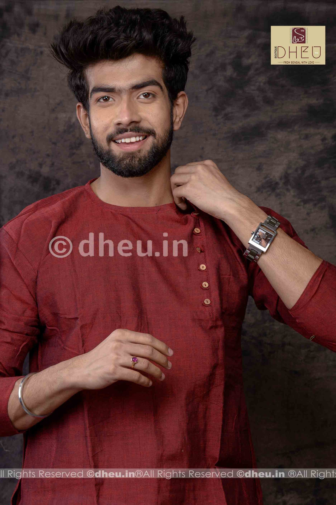 Maroon Cotton  Kurta for Men - Boutique Dheu