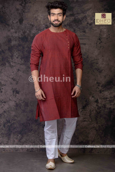 Maroon Cotton  Kurta for Men - Boutique Dheu