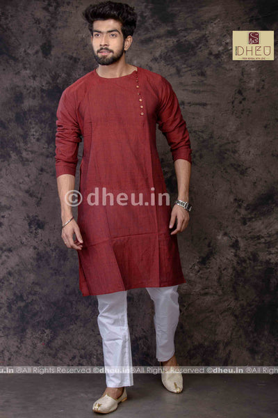 Maroon Cotton  Kurta for Men - Boutique Dheu