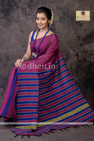 Magical Magenta- Handloom Pure Cotton Saree-Kurta Couple Set - Boutique Dheu