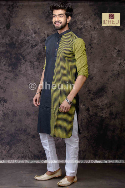 Black Magic- Handloom Pure Cotton Saree-Kurta Couple Set - Boutique Dheu