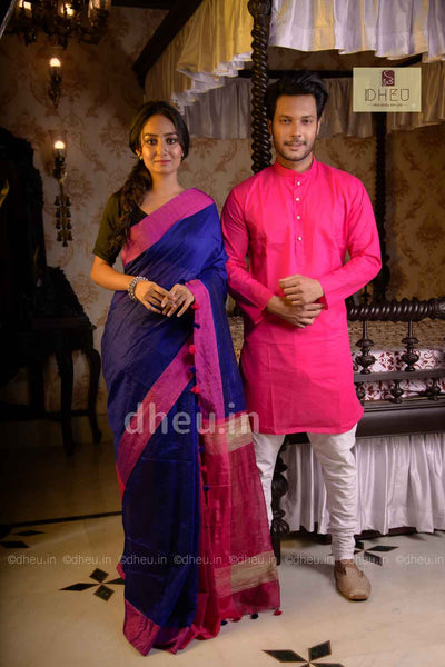 Handloom Silk Saree-Kurta Couple Set - Boutique Dheu