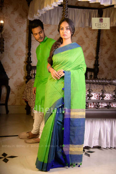 Handloom Silk Saree-Kurta Couple Set - Boutique Dheu