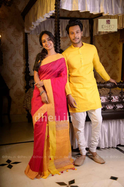 Handloom Silk Saree-Kurta Couple Set - Boutique Dheu