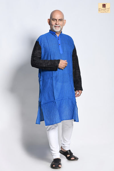 Monkshood Blue- Mekhela-Kurta Couple Set