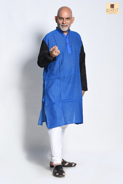 Monkshood Blue- Mekhela-Kurta Couple Set