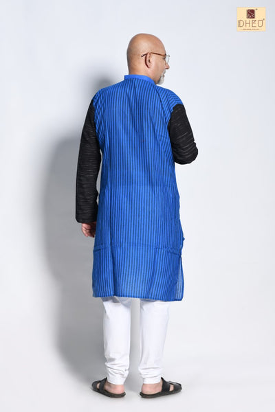 Monkshood Blue- Mekhela-Kurta Couple Set