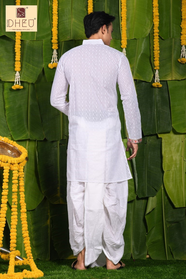 Chikonkari- Dheu Designer Dhoti(Optional)Kurta Set