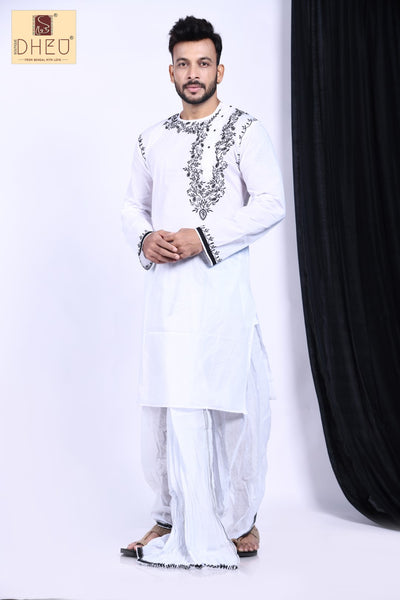 Uttam Kumar - Dheu Designer Kurta-Dhoti(Optional)Set