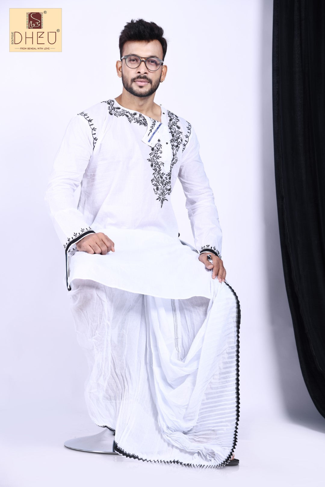 Uttam Kumar - Dheu Designer Kurta-Dhoti(Optional)Set