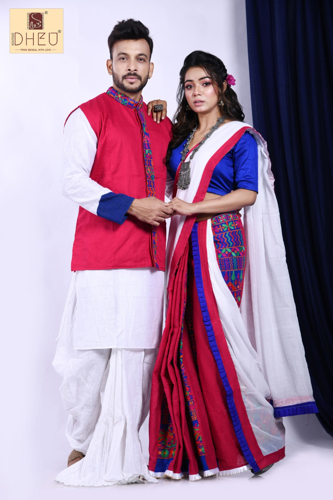 Lovebirds of Rajkot- - Dheu Designer Mekhela Couple set