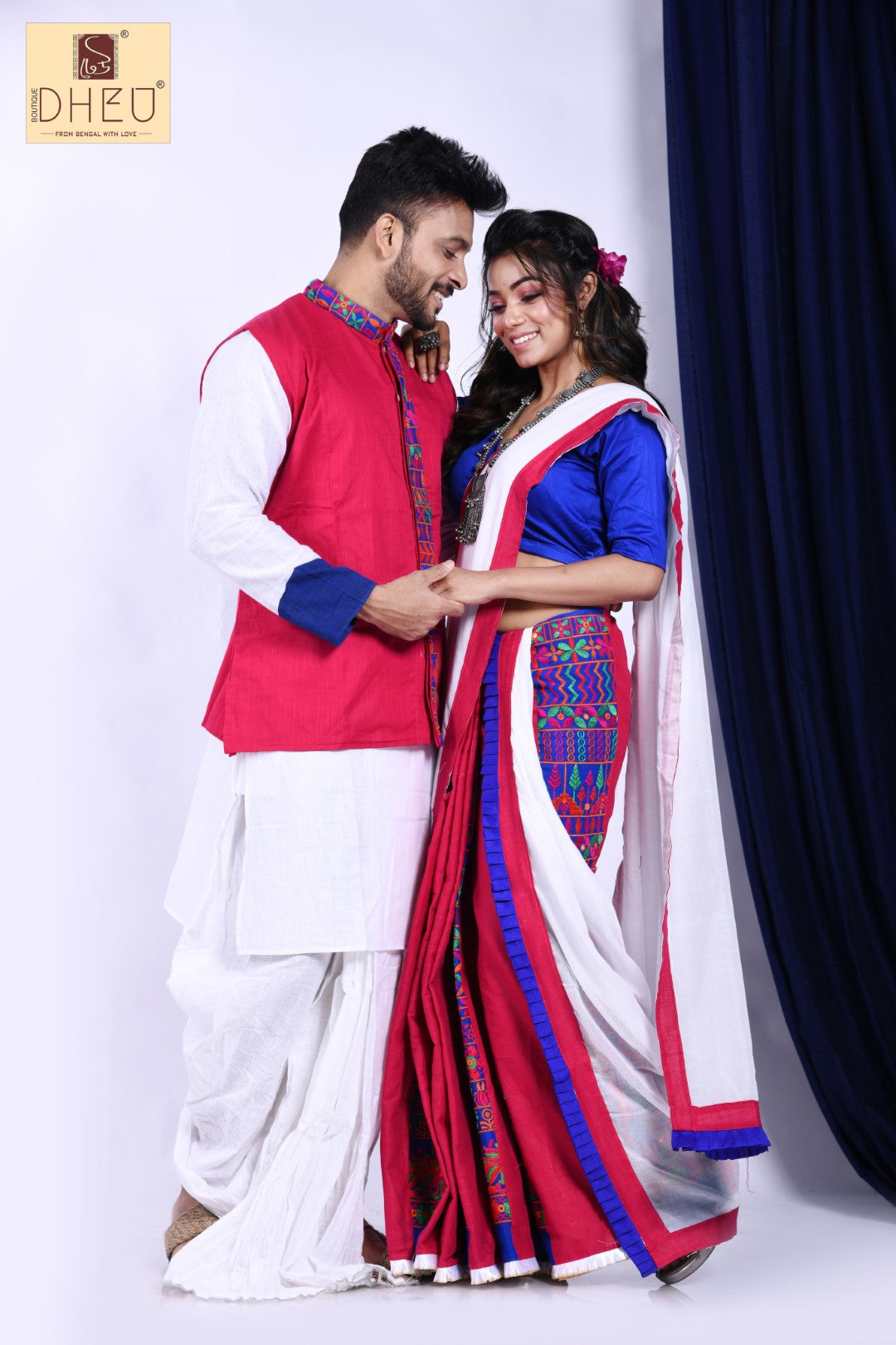 Lovebirds of Rajkot- - Dheu Designer Mekhela Couple set