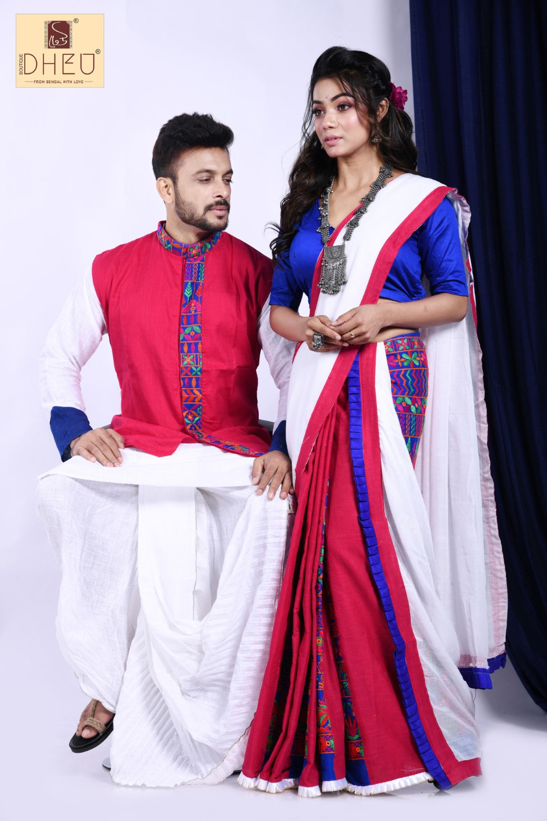 Lovebirds of Rajkot- - Saree-Kurta Couple Set