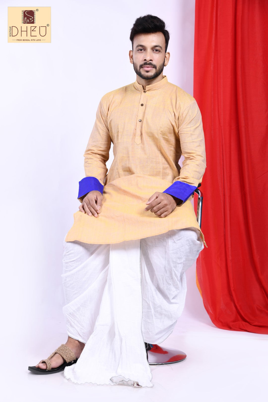 Casual kurta with multicolour dhoti set at dheu.in