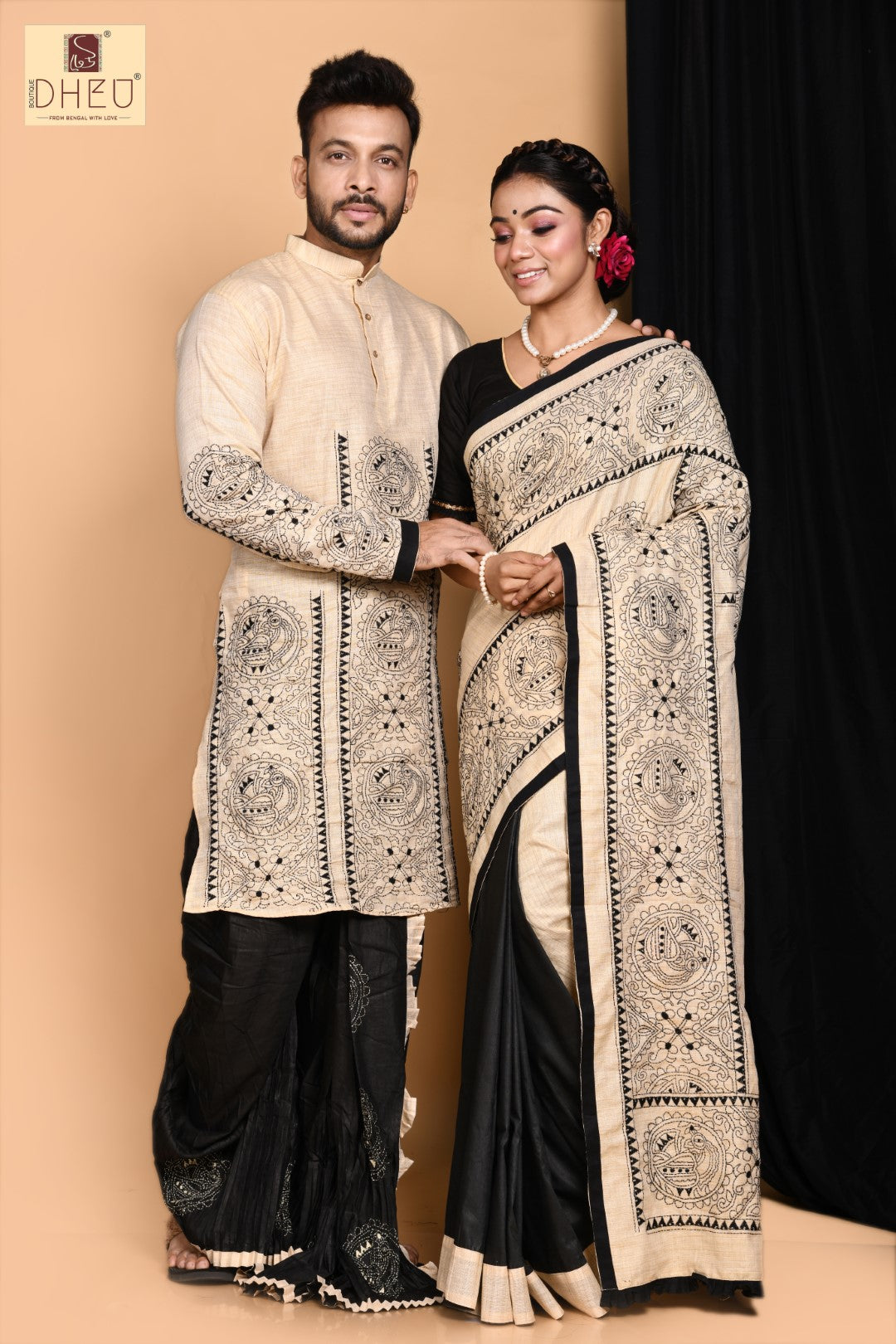 Raj kahini- Saree-Kurta-Dhoti(Optional)Couple Set