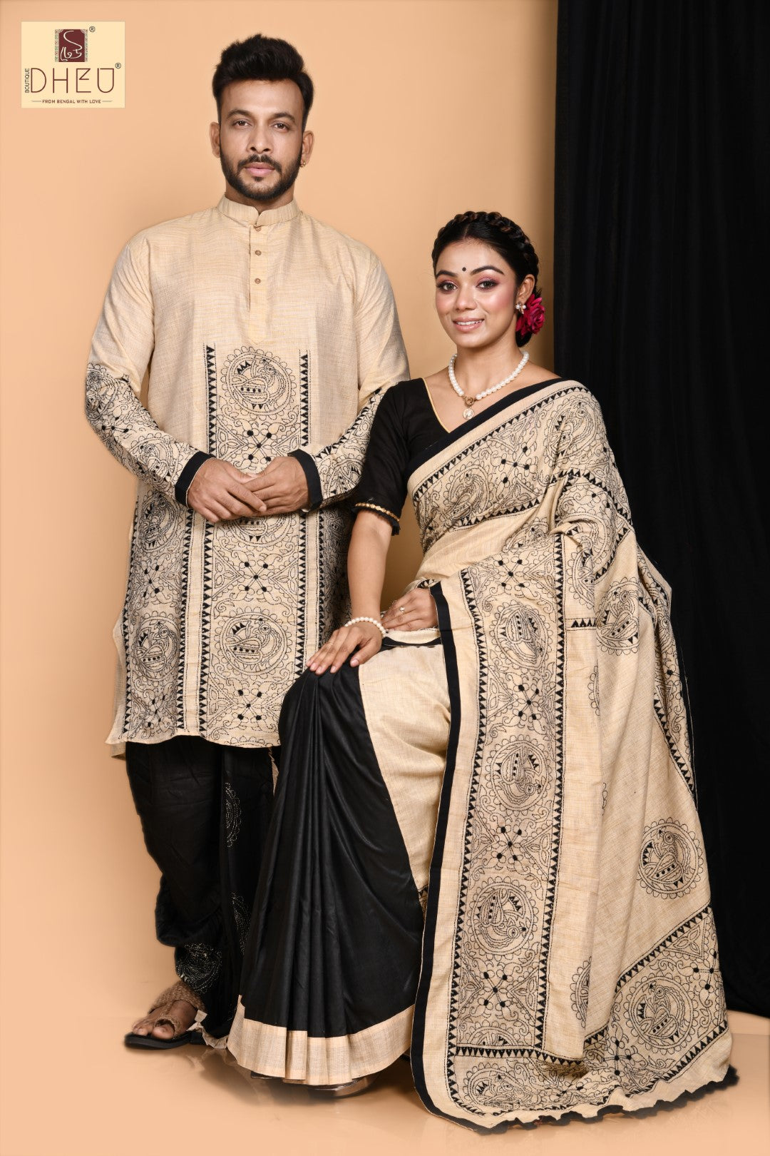 Raj kahini- Saree-Kurta-Dhoti(Optional)Couple Set