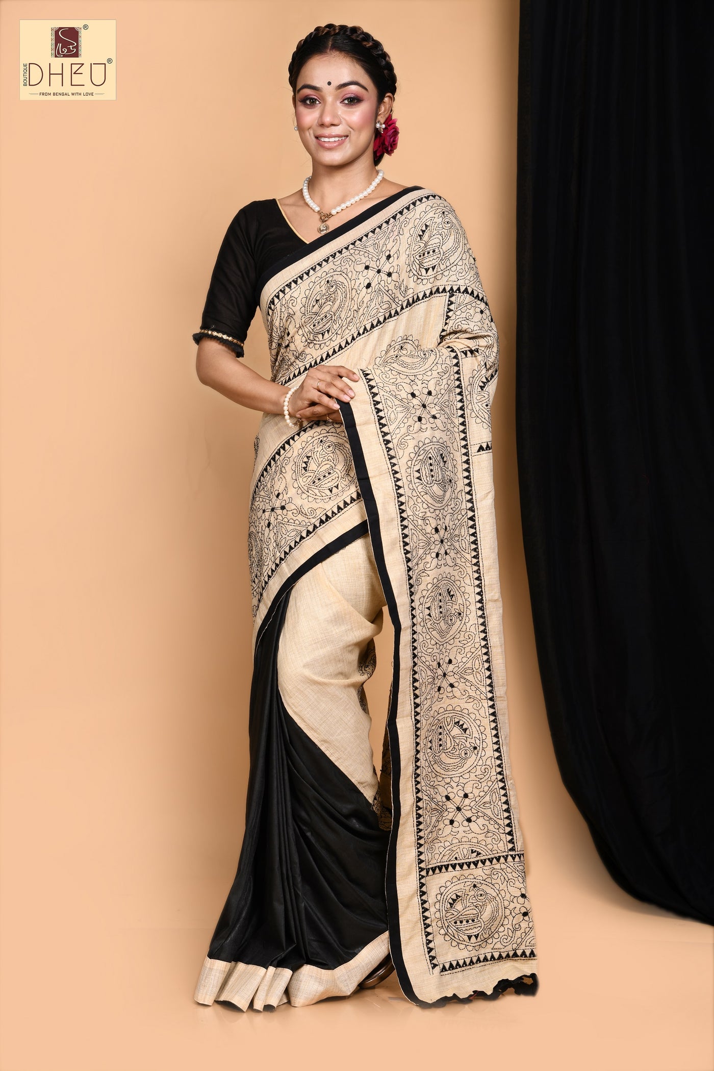 Raj kahini -Hand crafted kantha saree